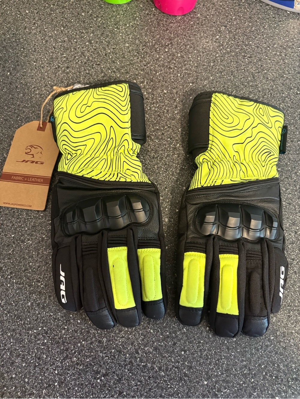 Jag Jeans Black and High-Visibility Yellow Protective Motorcycle Gloves